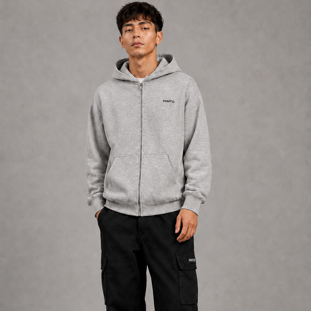 Unisex Full zipper Hoodie - Marble Grey